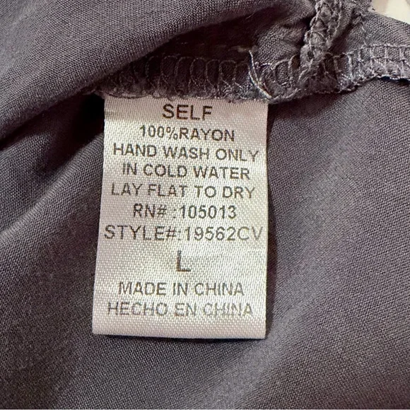 Savanna Jane Charcoal Gray Embroidered Tunic Top Size Large Boho Peasant Blouse - Picture 11 of 13